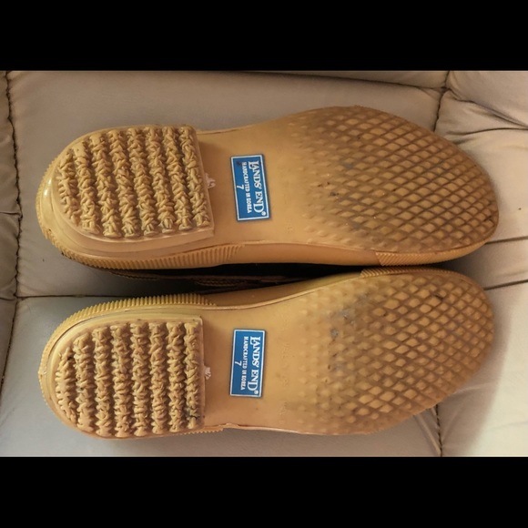 Vintage Land’s End Low Duck Boots Plaid Trim Wool Lining - Size 7 - Picture 6 of 7